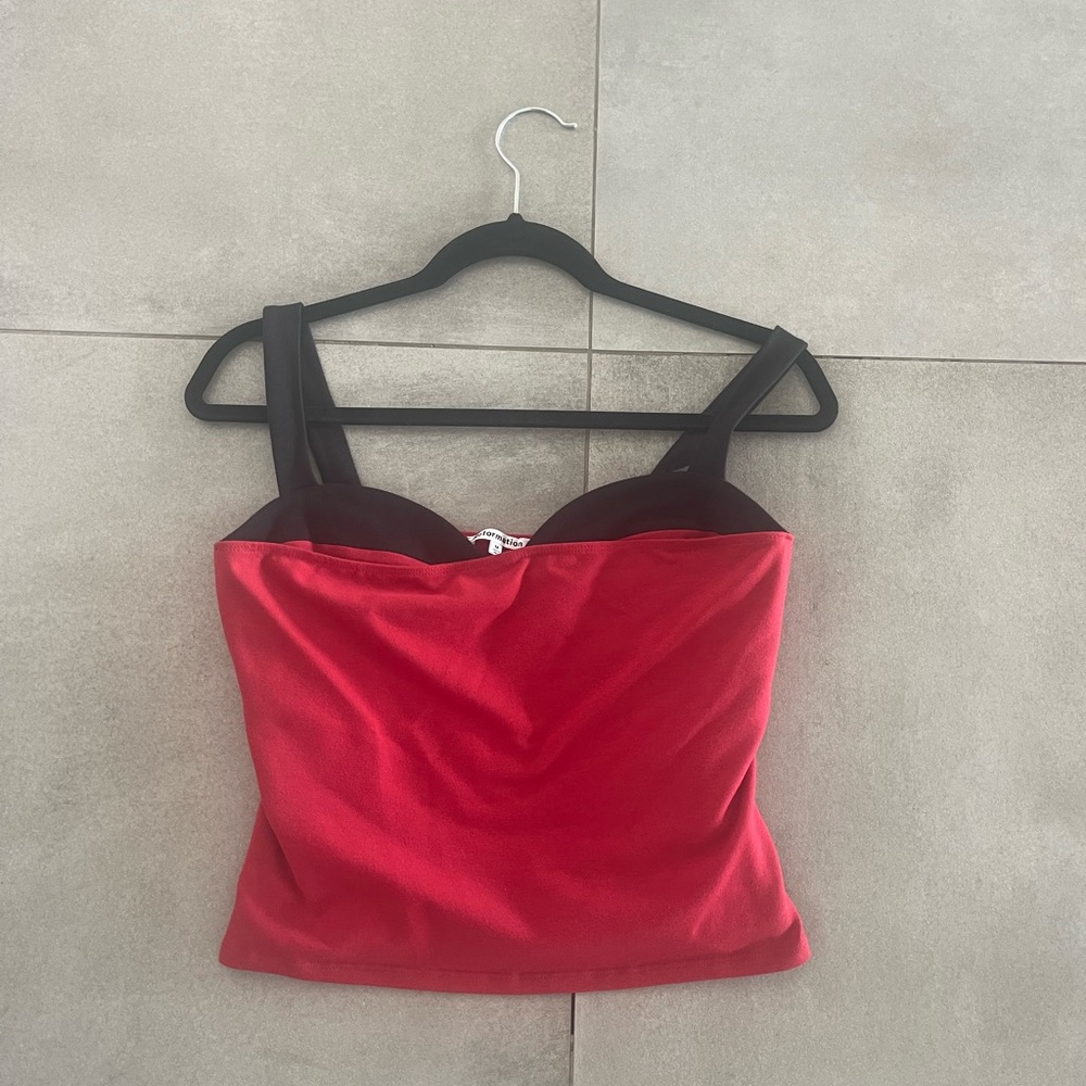 Reformation Red and Black Fitted Bustier Tank Top